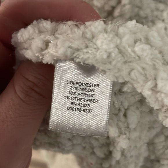 Christopher&Banks size L White Popcorn Open Front Long Sleeve Sweater Cardigan - Picture 3 of 7